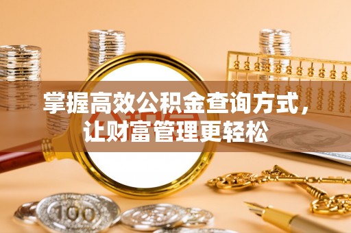 顺河掌握高效公积金查询方式，让财富管理更轻松